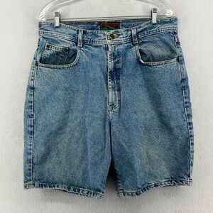 STRUCTURE Shorts Mens 34 Denim 8" Jorts 90s Cotton Light Wash Blue USA VTG